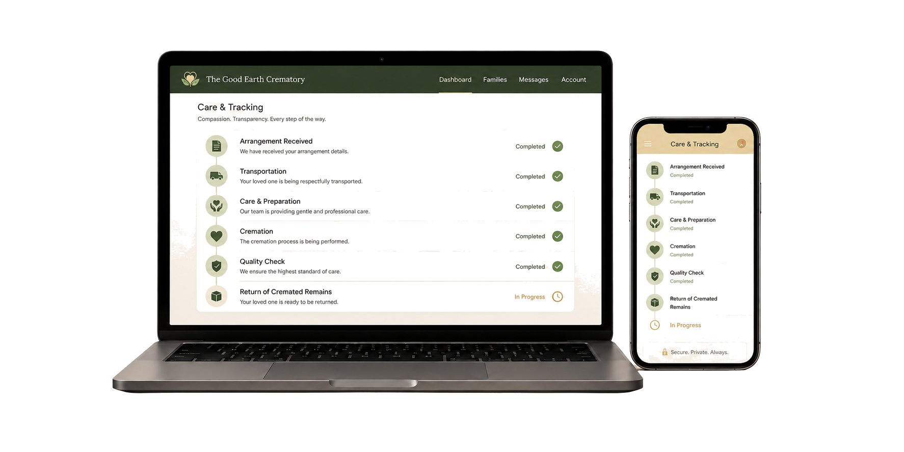 Family portal shown on laptop and mobile device
